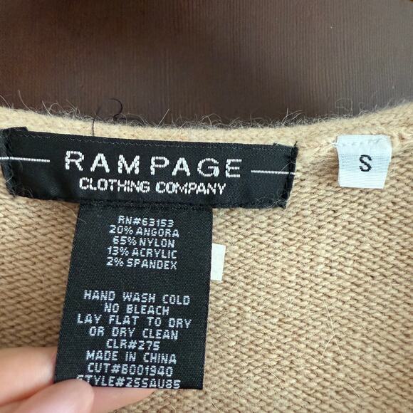Y2K Vintage RAMPAGE | Tan Angora Blend Tie Front Duster Sweater Cardigan Small - Picture 5 of 5